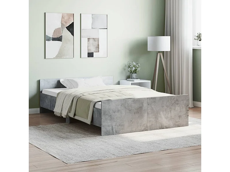 Lit-120x200 cm tête de lit et pied de lit gris béton EGGB63210