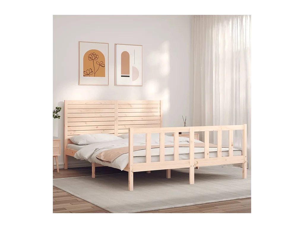 Lit-160x200 cm avec tête de lit bois massif EGGB57835