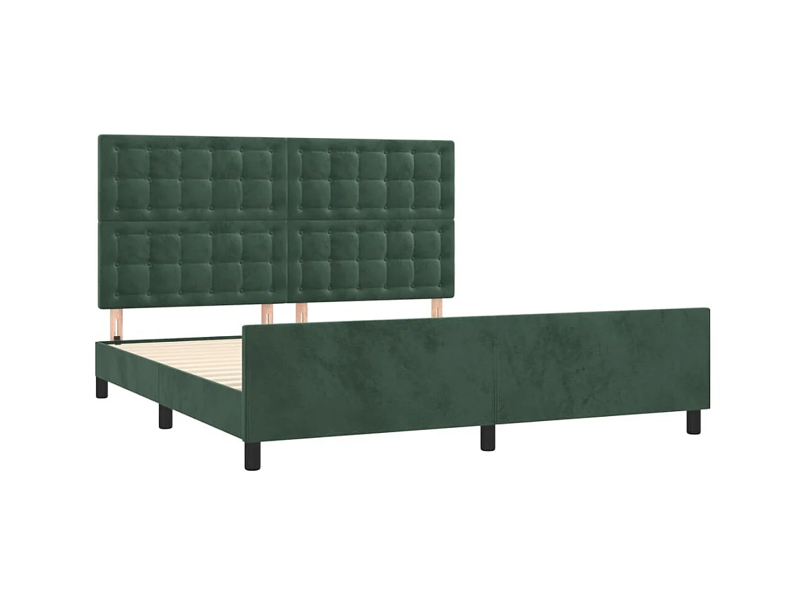 Cama 160x200 cm con cabecero terciopelo verde oscuro ES30316