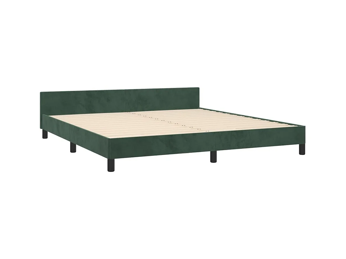 Cama 160x200 cm con cabecero terciopelo verde oscuro ES30316