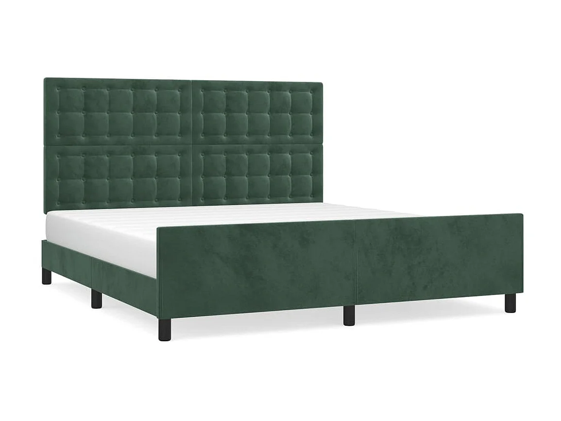 Cama 160x200 cm con cabecero terciopelo verde oscuro ES30316