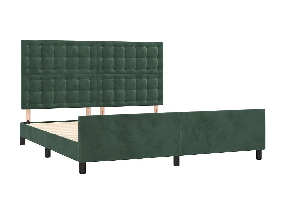 Cama 160x200 cm con cabecero terciopelo verde oscuro ES30316