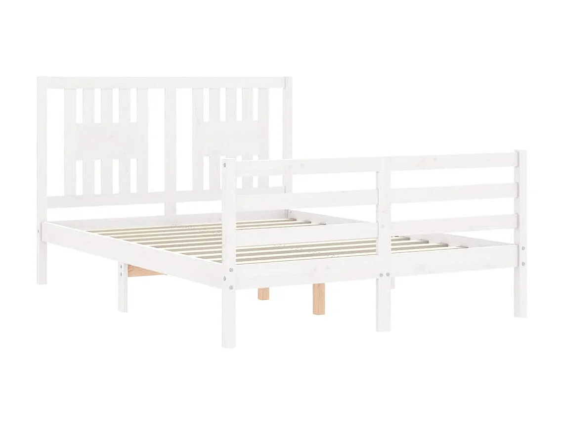 Cama 120x190 cm de matrimonio con cabecero madera maciza blanco ES14935