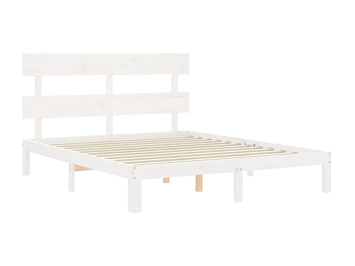 Lit-160x200 cm avec tête de lit blanc bois massif EGGB50277