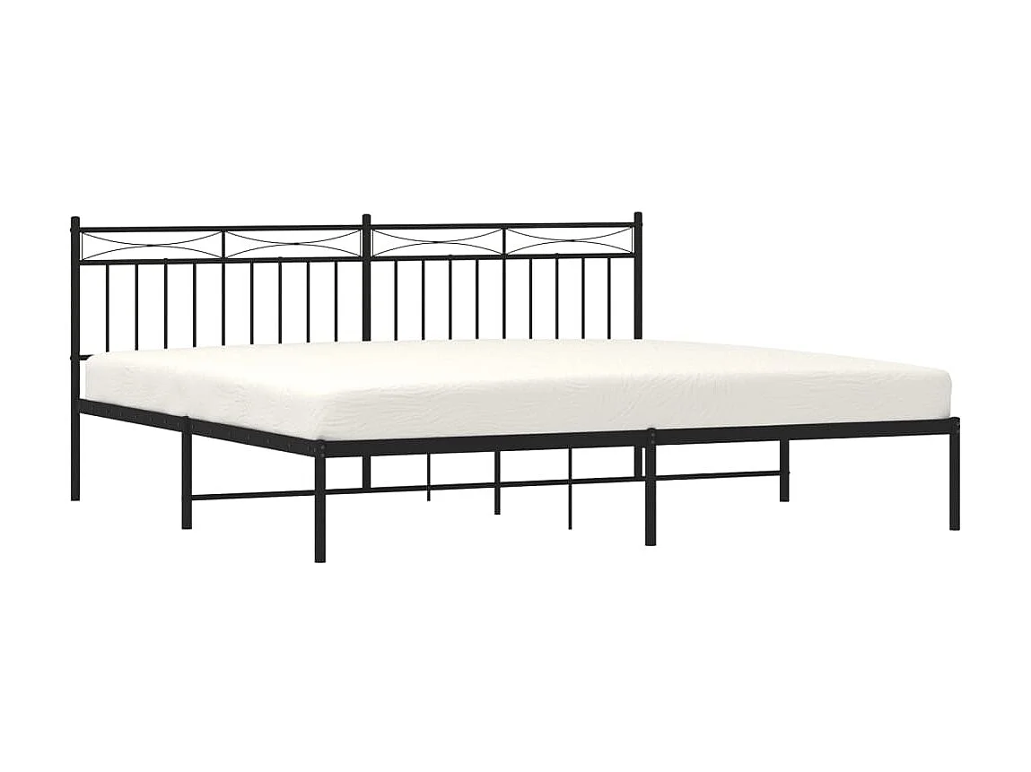 Lit-193x203 cm métal avec tête de lit noir EGGB94994
