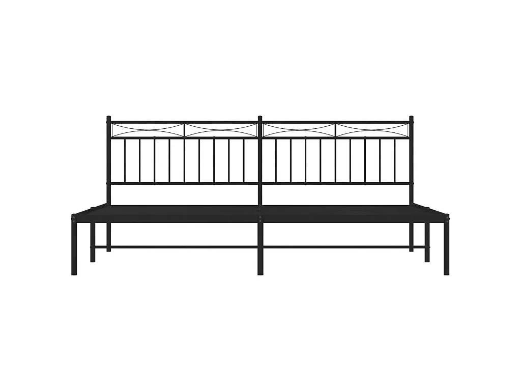 Lit-193x203 cm métal avec tête de lit noir EGGB94994