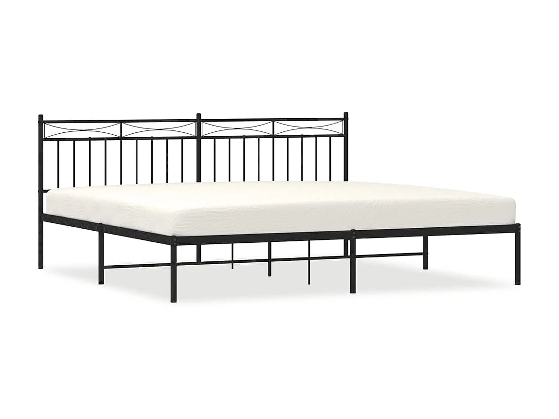 Lit-193x203 cm métal avec tête de lit noir EGGB94994