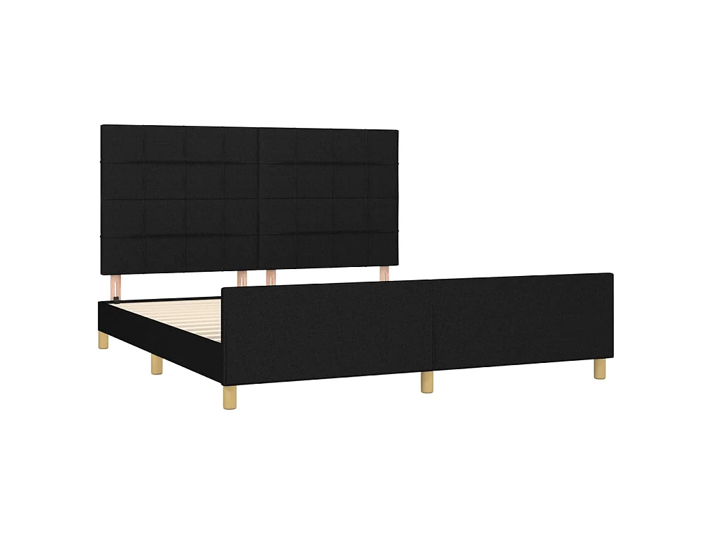 Cama 160x200 cm tecido preto PT469366