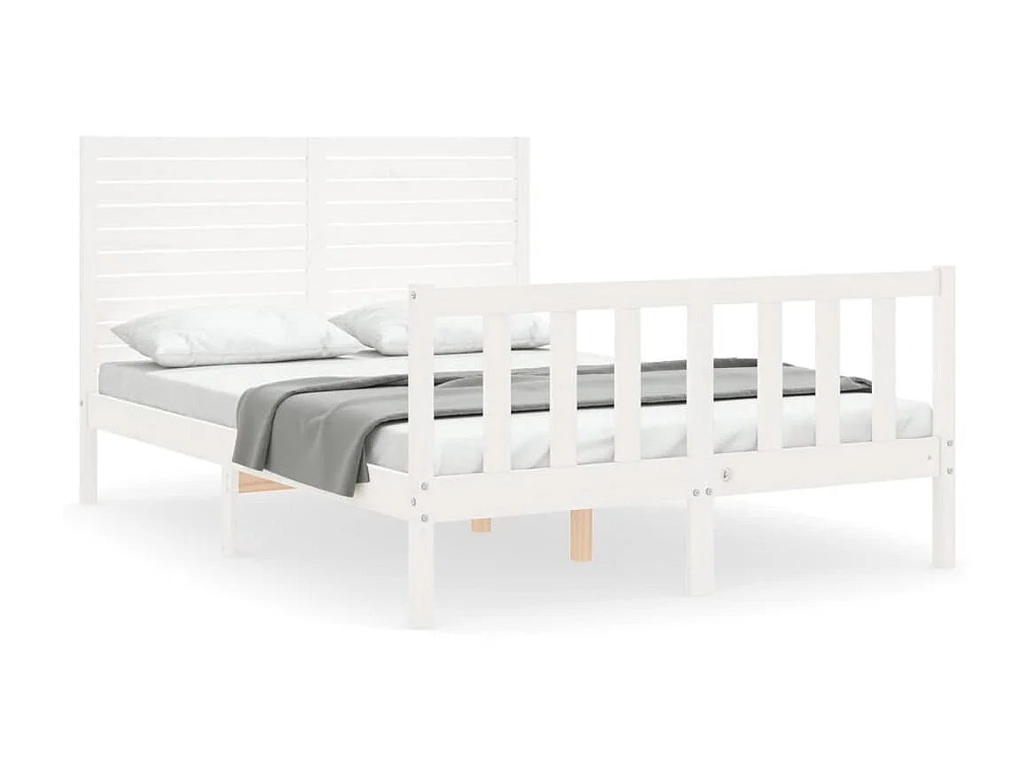 Lit-140x200 cm avec tête de lit blanc bois massif EGGB59625
