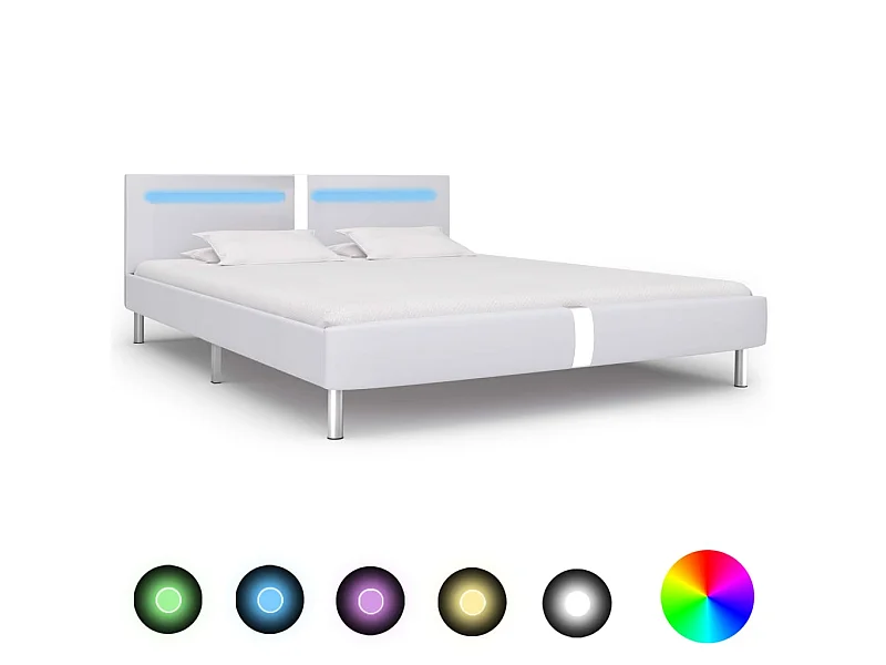 Lit-180x200 cm avec LED Blanc Similicuir EGGB73698