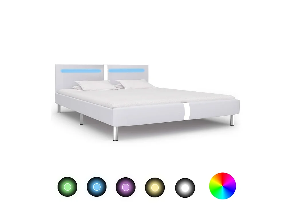 Lit-180x200 cm avec LED Blanc Similicuir EGGB73698