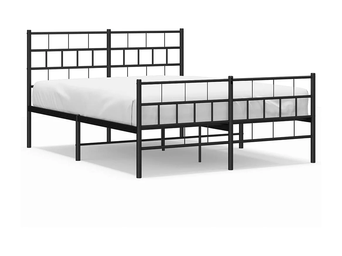 Lit-120x200 cm métal avec tête de lit/pied de lit noir EGGB52806