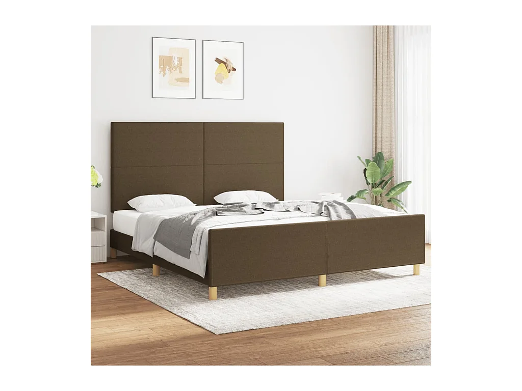 Lit-180x200 cm avec tête de lit Marron foncé Tissu EGGB76257