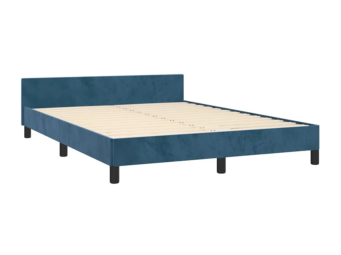 Lit-140x190 cm avec tête de lit Bleu foncé Velours EGGB23883