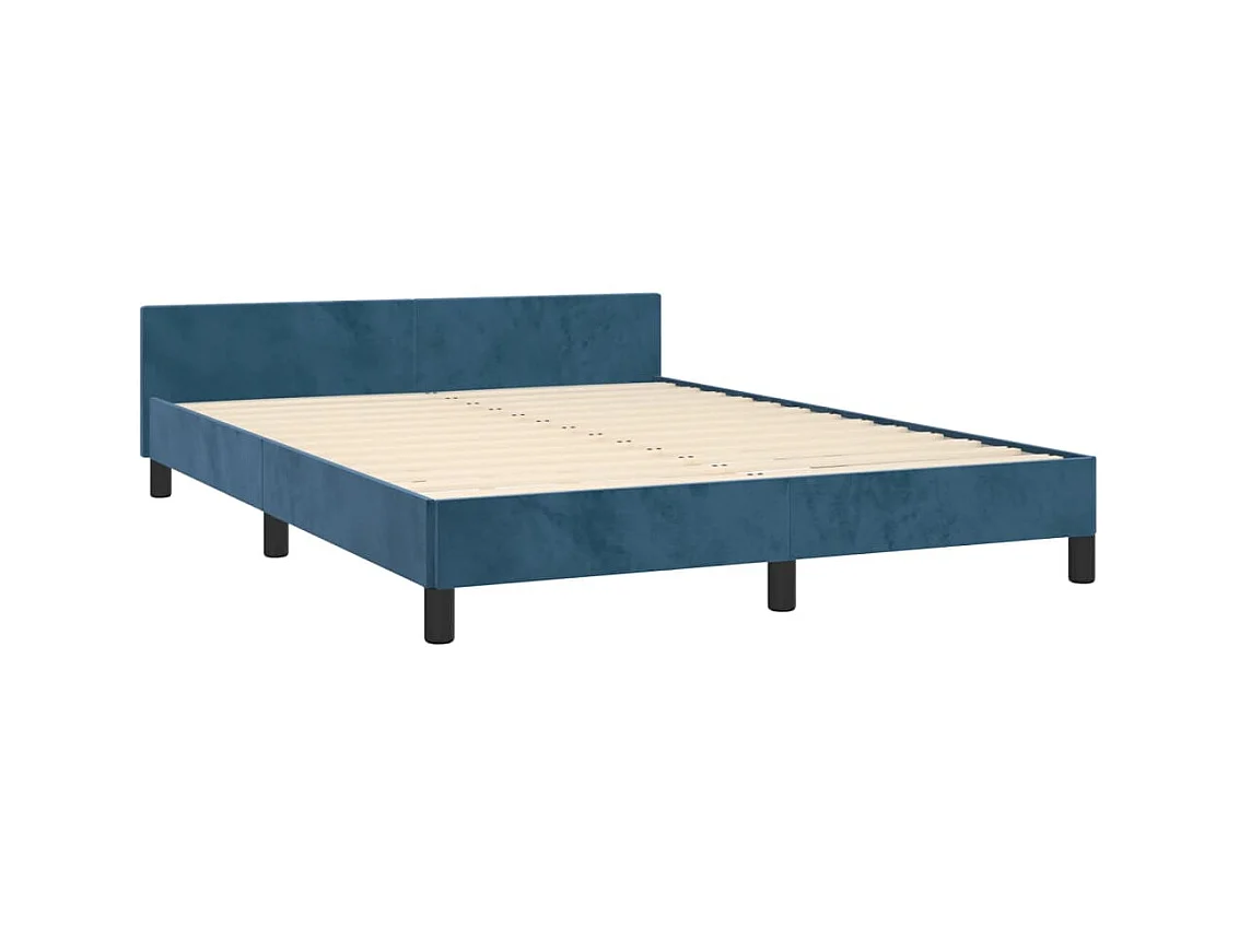 Lit-140x190 cm avec tête de lit Bleu foncé Velours EGGB23883