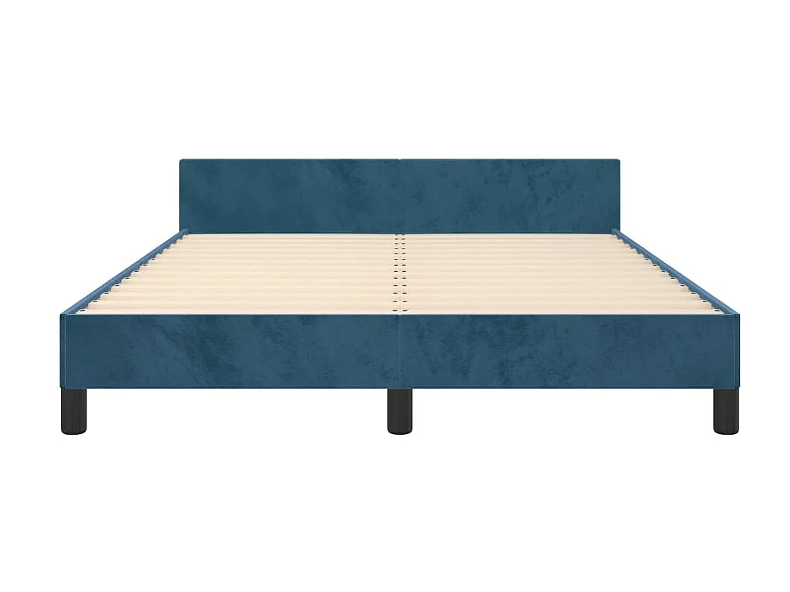 Lit-140x190 cm avec tête de lit Bleu foncé Velours EGGB23883