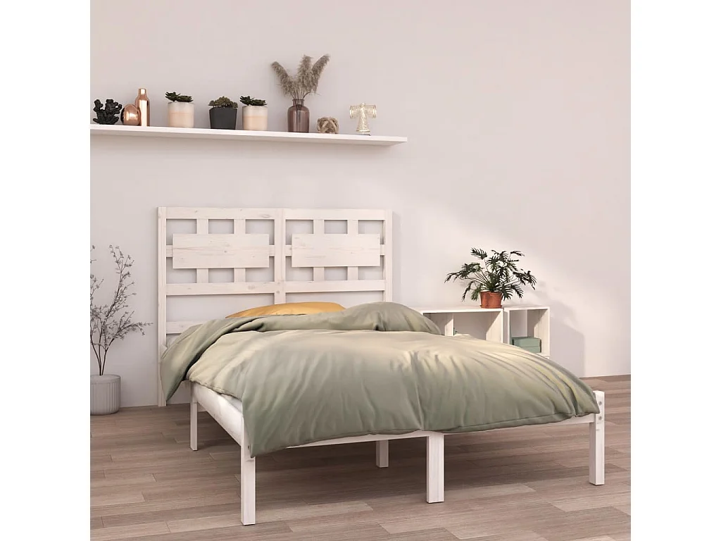 Cama 120x200 cm madera maciza de pino blanca ES25943