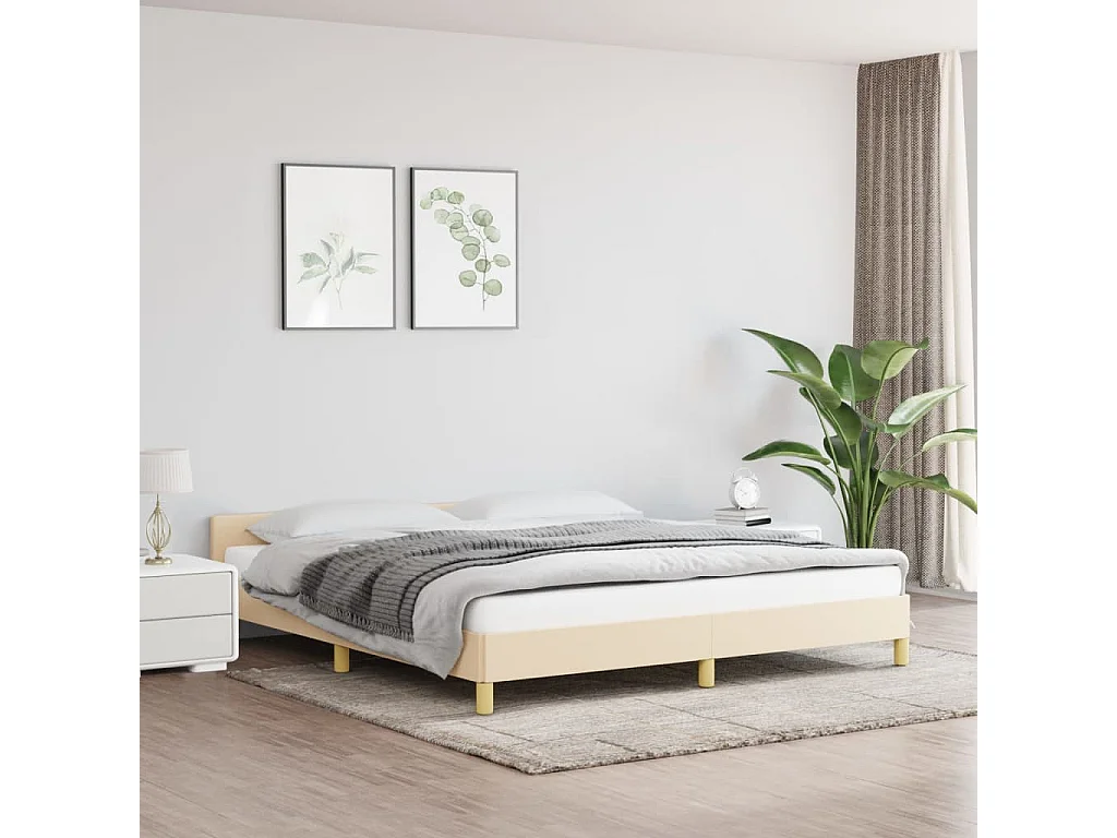 Lit-180x200 cm avec tête de lit Crème Tissu EGGB82533