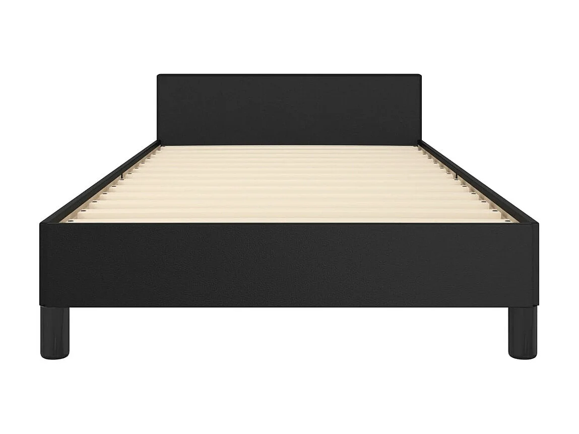 Lit-90x190 cm avec tête de lit Noir Similicuir EGGB46583