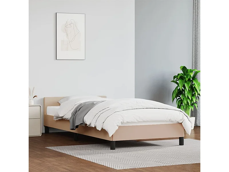 Cama c/ cabeceira couro artif. 80x200 cm cappuccino PT391804