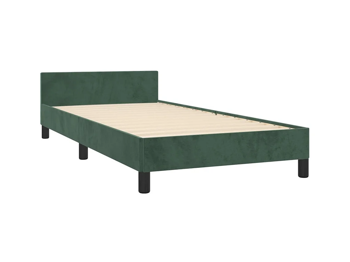 Lit-80x200 cm avec tête de lit Vert foncé Velours EGGB11617