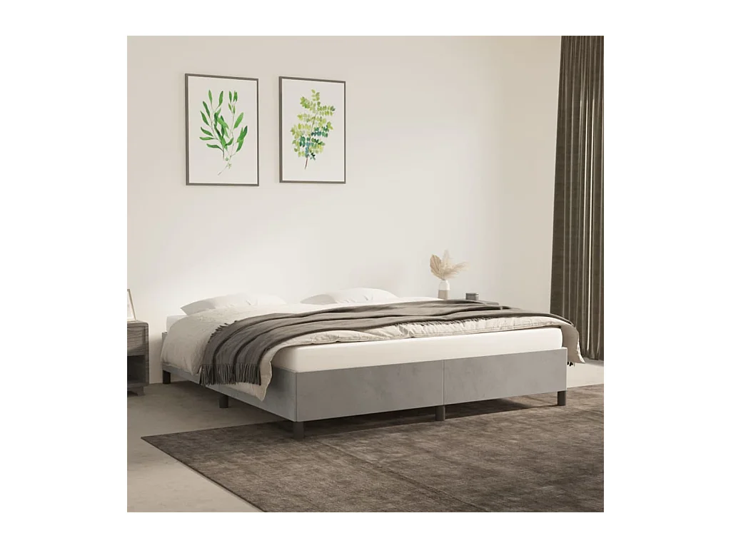 Lit-160x200 cm Gris clair Velours EGGB72790