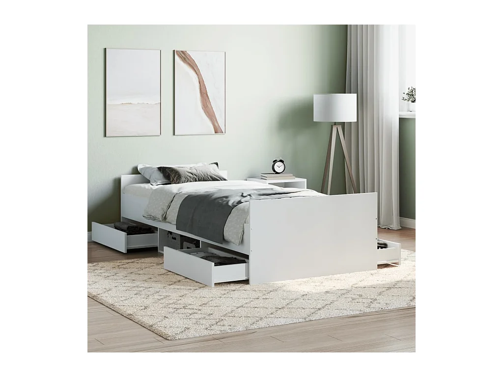 Lit-90x190 cm avec tête de lit/pied de lit blanc EGGB65795