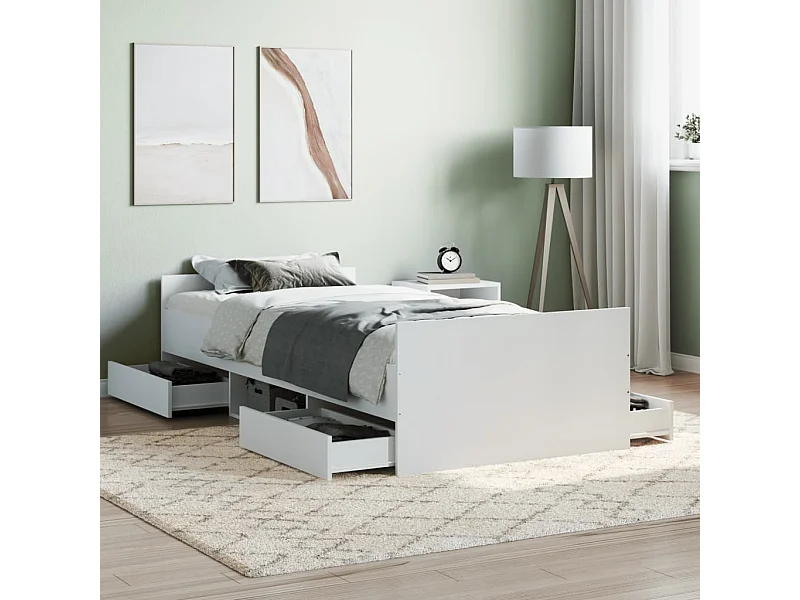Cama c/ painéis cabeceira e pés 90x190 cm branco PT644294