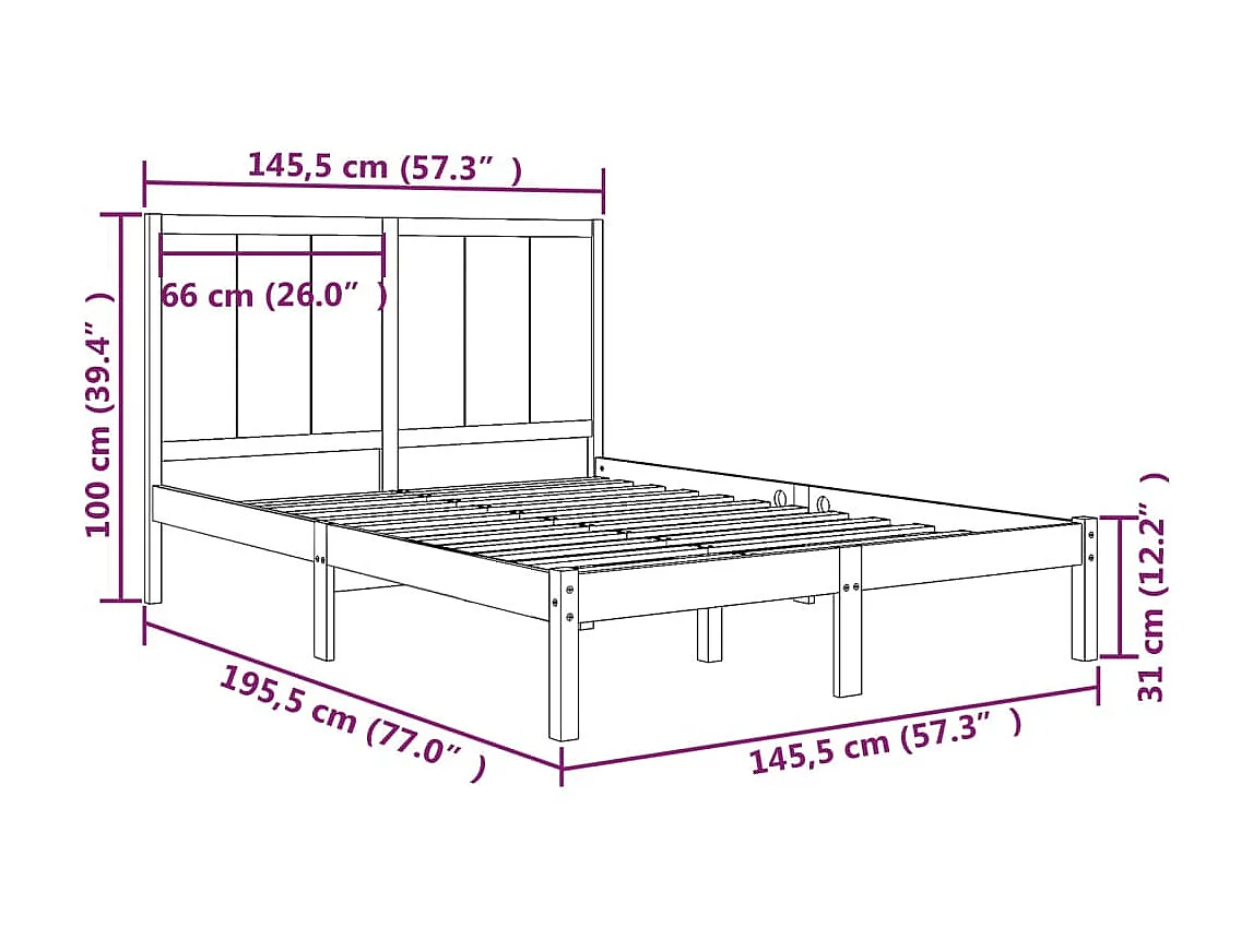 Lit-140x190 cm Bois de pin massif EGGB72300