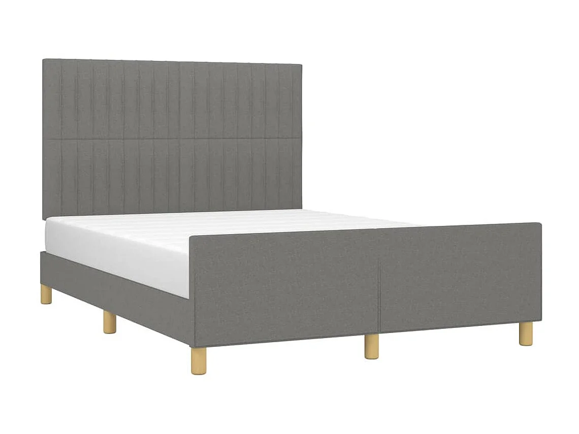 Lit-140x200 cm avec tête de lit Gris foncé Tissu EGGB23877
