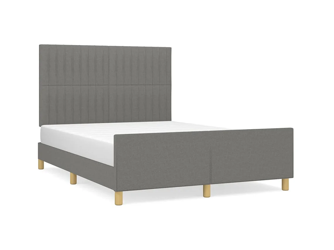 Lit-140x200 cm avec tête de lit Gris foncé Tissu EGGB23877