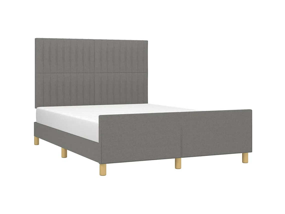 Lit-140x200 cm avec tête de lit Gris foncé Tissu EGGB23877