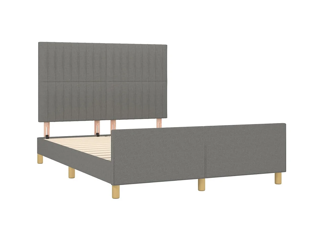 Lit-140x200 cm avec tête de lit Gris foncé Tissu EGGB23877