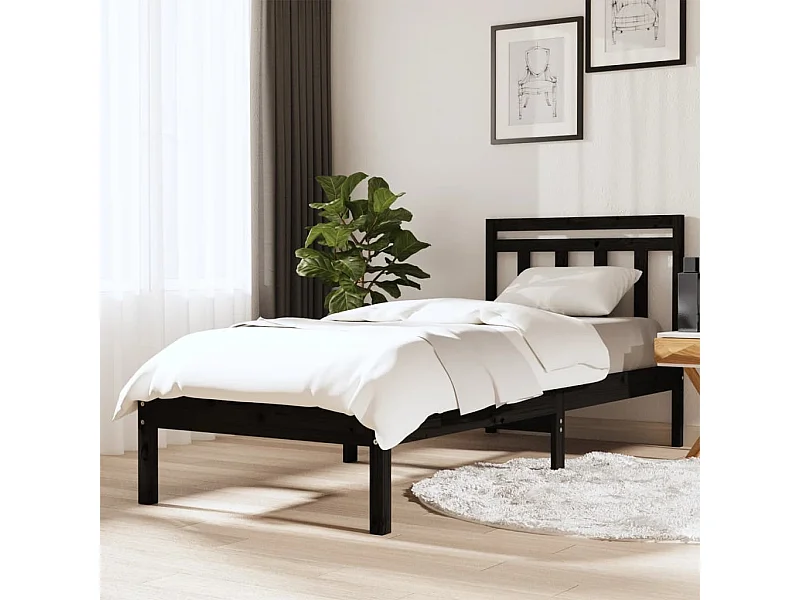 Cama pequena solteiro 75x190 cm madeira preto PT729690
