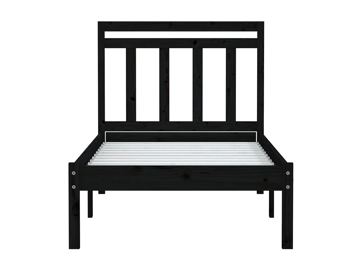 Lit-75x190 cm Noir Bois massif Petit simple EGGB26452