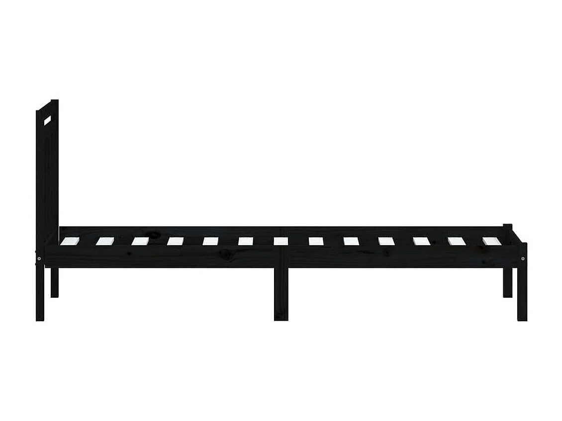 Lit-75x190 cm Noir Bois massif Petit simple EGGB26452