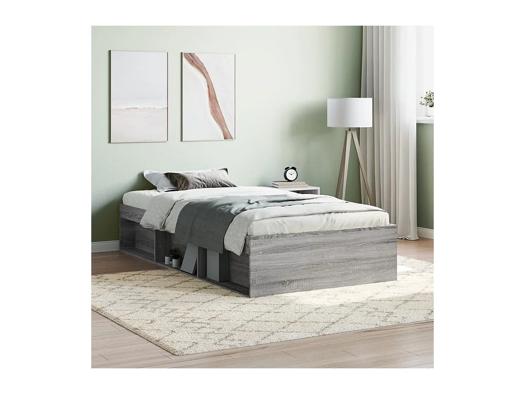 Bedframe grijs sonoma eikenkleurig 90x190 cm NL57528