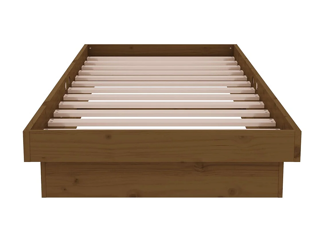 Lit-75x190 cm Marron miel Bois massif Petit simple EGGB35901