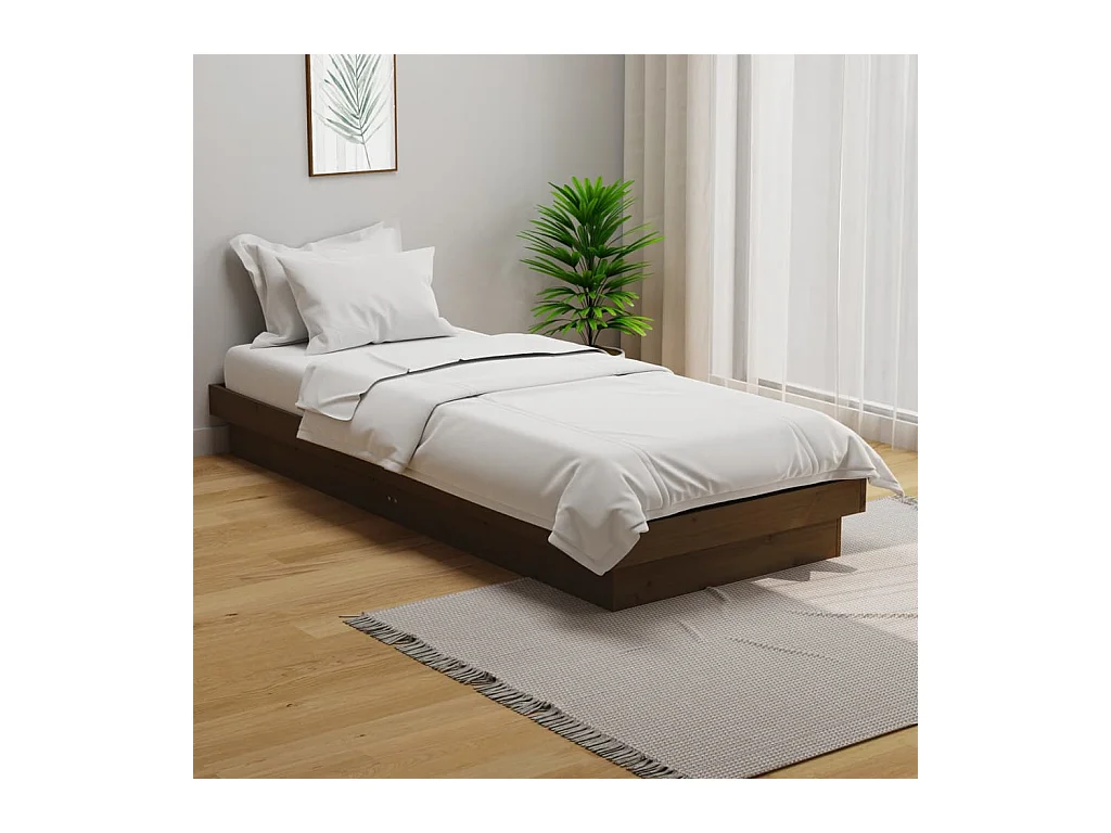 Lit-75x190 cm Marron miel Bois massif Petit simple EGGB35901