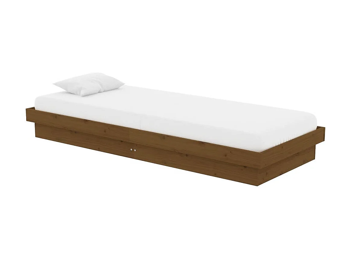 Lit-75x190 cm Marron miel Bois massif Petit simple EGGB35901