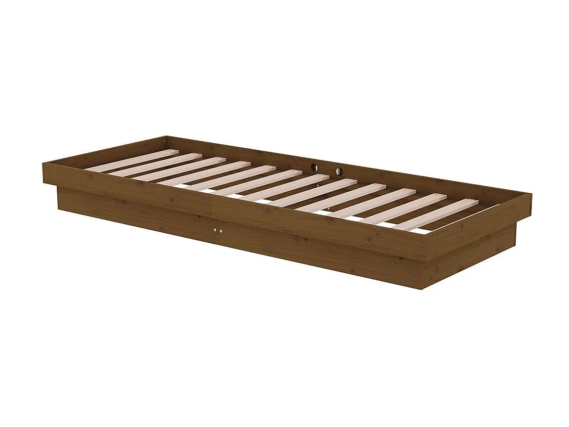 Lit-75x190 cm Marron miel Bois massif Petit simple EGGB35901