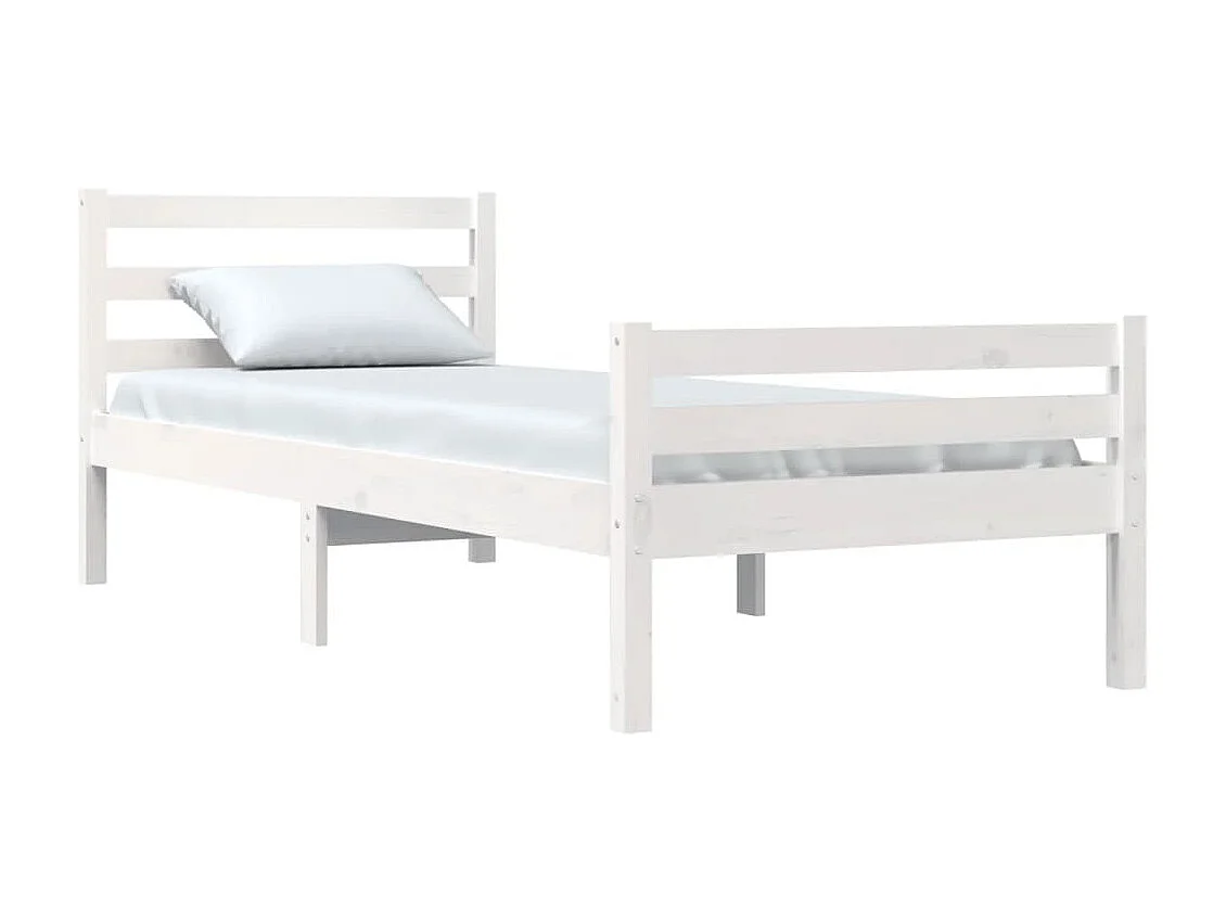 Cama 100x200 cm madeira maciça branco PT136921