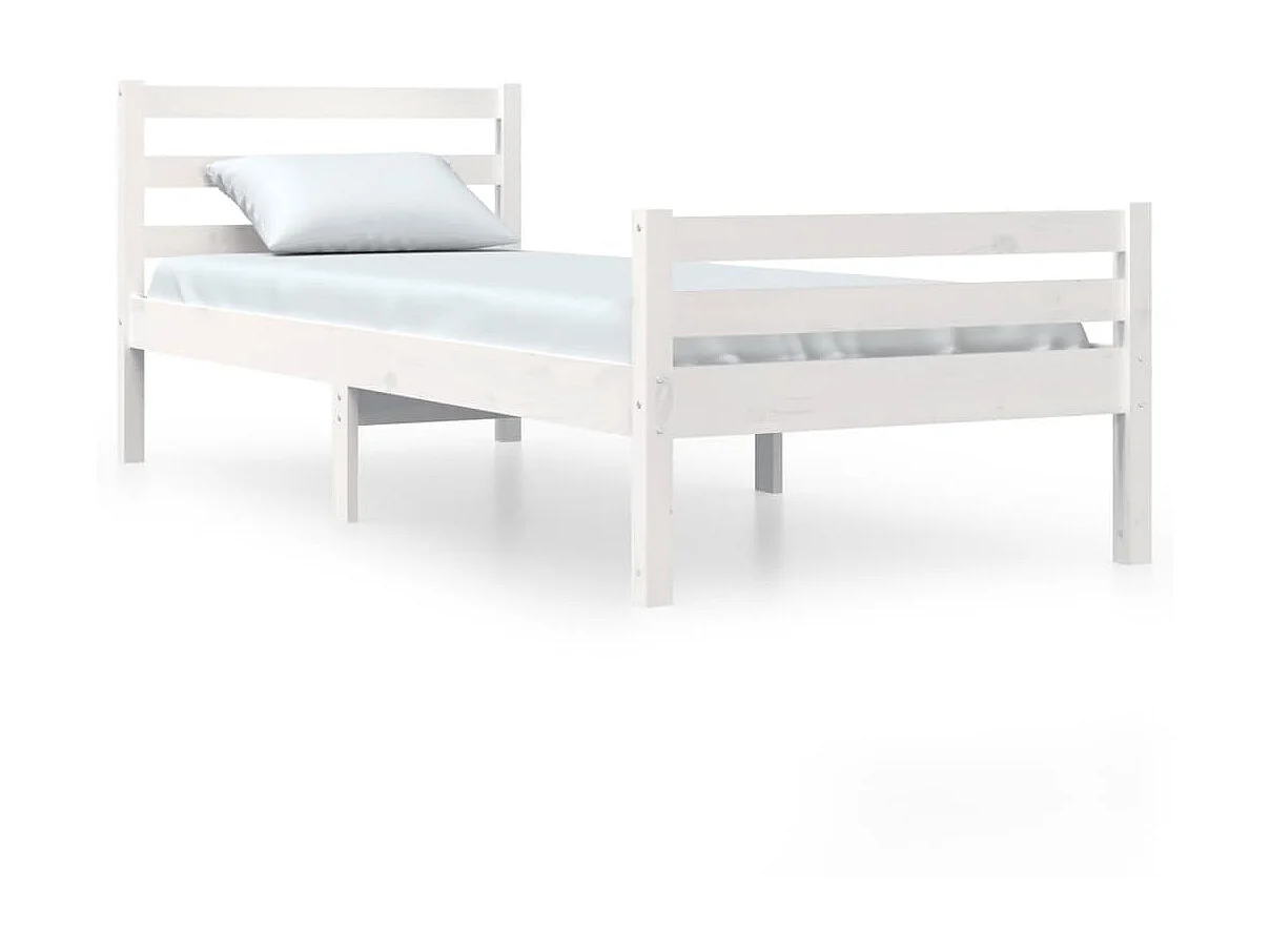 Cama 100x200 cm madeira maciça branco PT136921