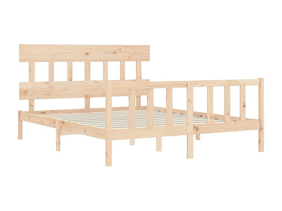 Cama 150x200 cm de matrimonio con cabecero madera maciza ES31751