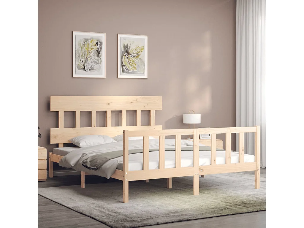 Bedframe met hoofdbord massief hout NL56450