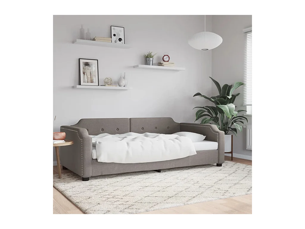 Lit-80x200 cm de repos taupe tissu EGGB51222