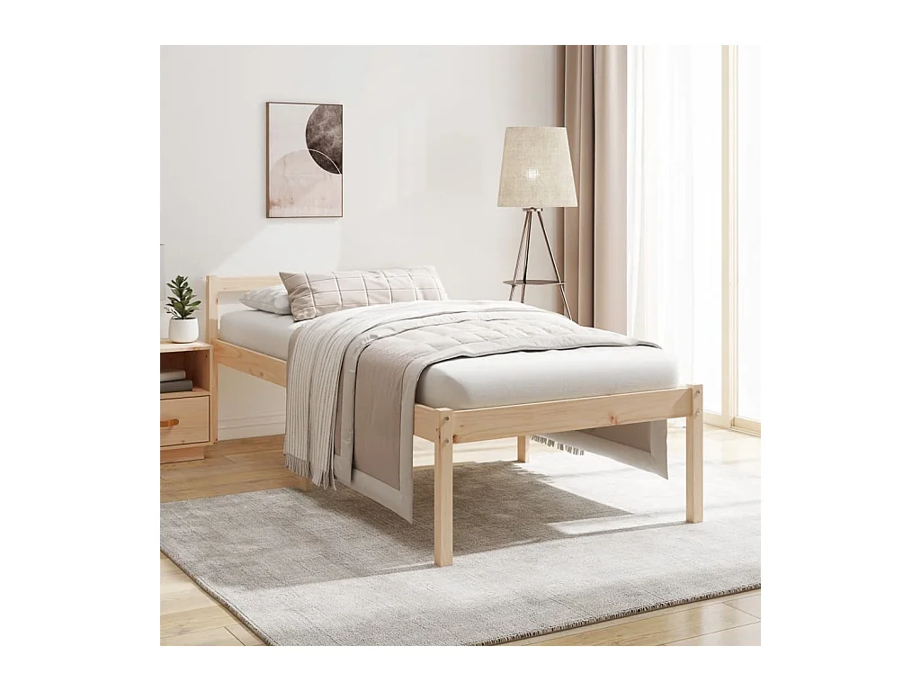 Lit-100x200 cm pour personne âgée bois massif de pin EGGB55652
