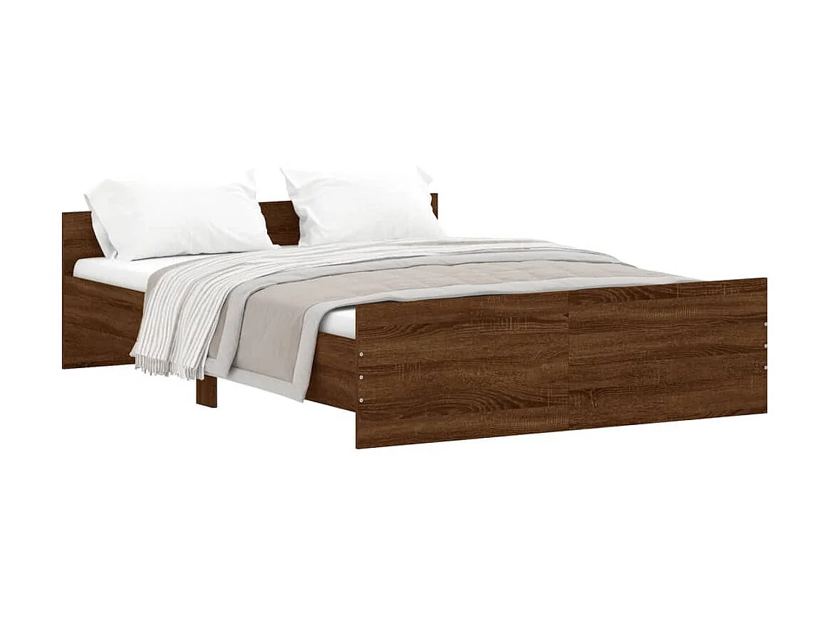 Lit-140x190 cm tête de lit et pied de lit chêne marron EGGB69785