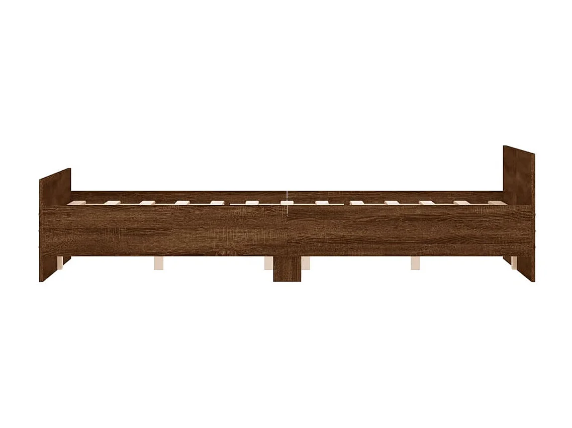 Lit-140x190 cm tête de lit et pied de lit chêne marron EGGB69785