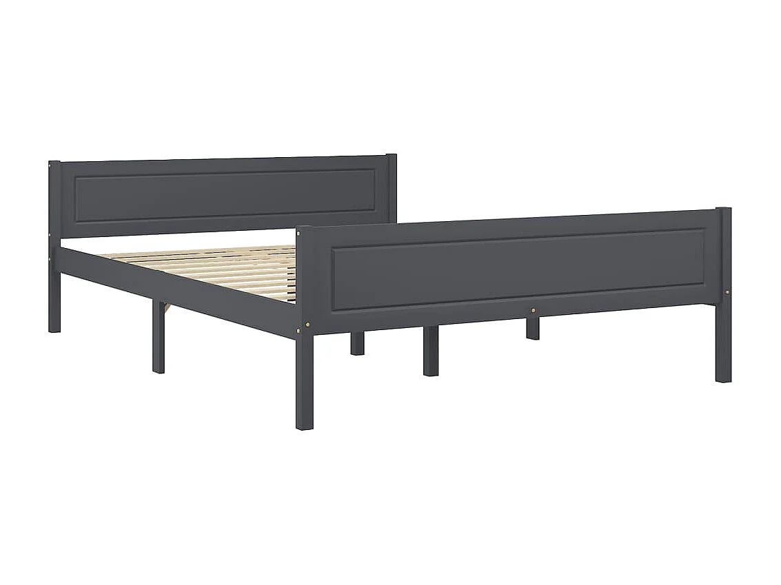 Cama em pinho maciço 160x200 cm cinzento PT453628